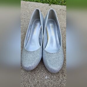 Vepose Women's Silver Glitter Flats